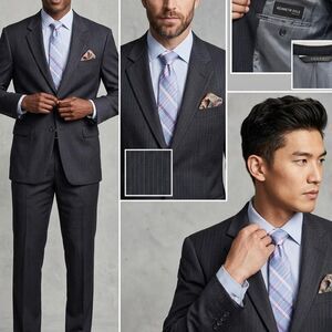 Kenneth-cole Men's Blue Striped Tailored-2 piece Suit